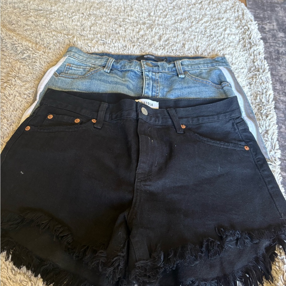 Pistola & Hudson Denim Shorts Bundle Womens Size 27 Black Blue Excellent Fringed